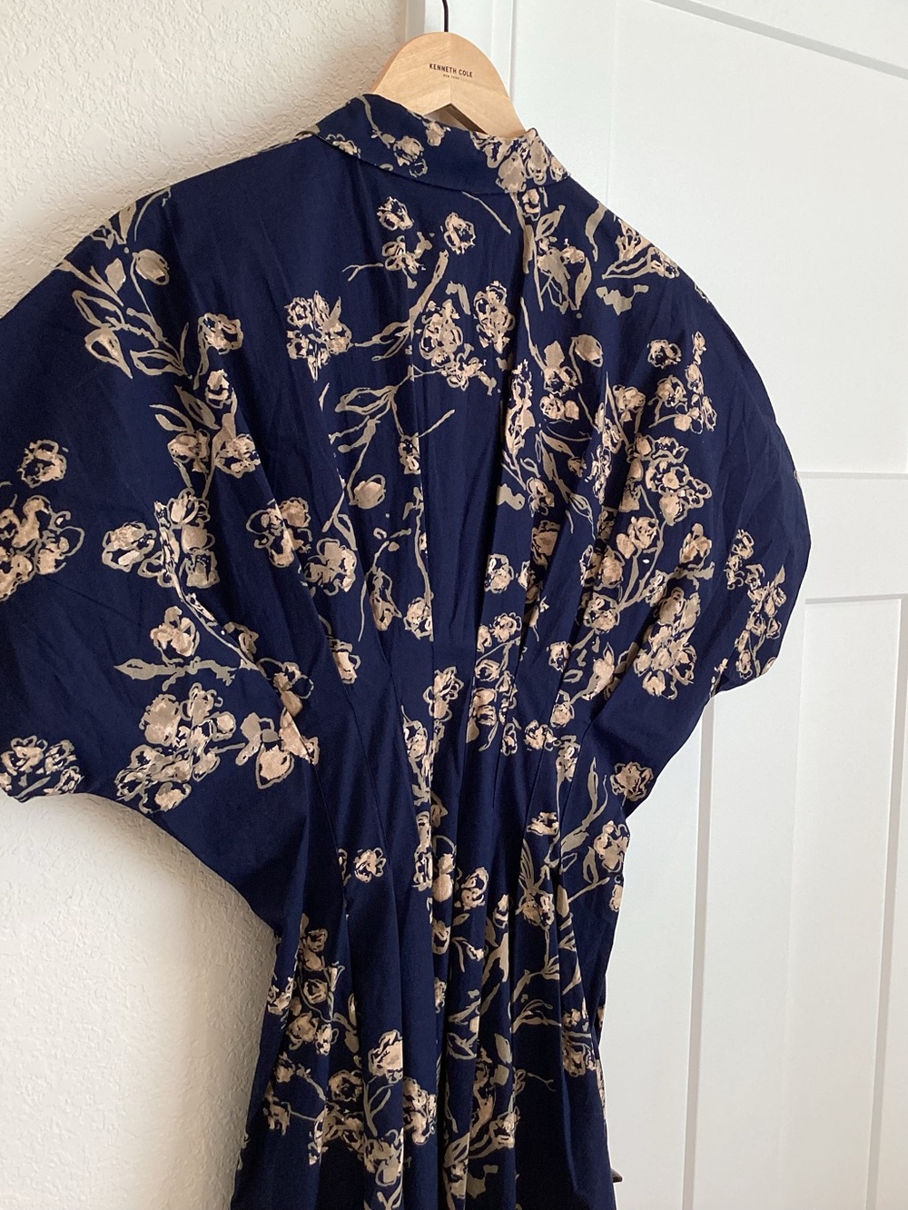 Exquise Tobie Short-Sleeve Midi Shirt Dress NEW Navy Blue Floral Anthropologie - Picture 11 of 15